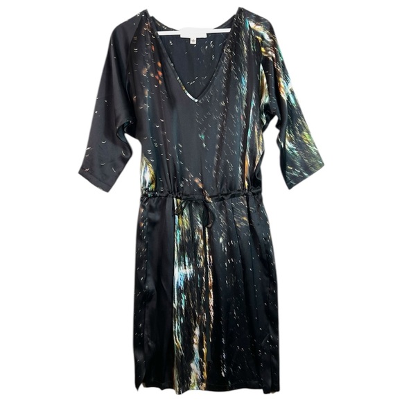 Vintage Burning Torch Silk Drawstring V Neck Dress Size P - Picture 10 of 11